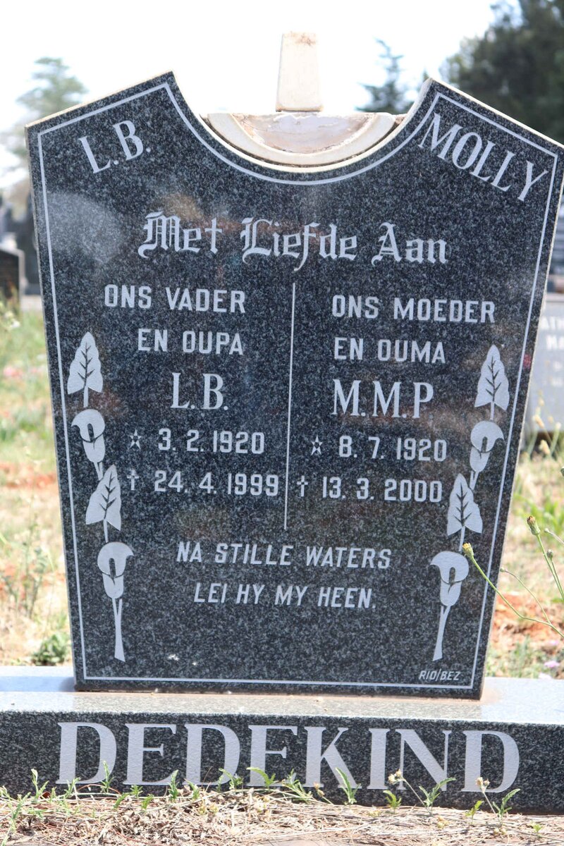 DEDEKIND L.B. 1920-1999 & M.M.P. 1920-2000