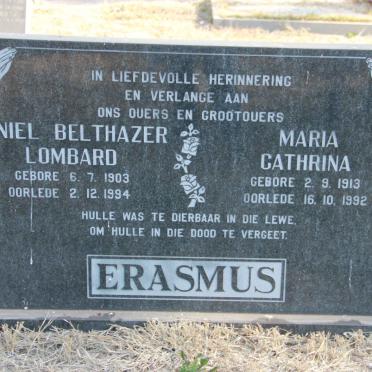 ERASMUS Daniel Belthazer Lombard 1903-1994 &amp; Maria Cathrina 1913-1992