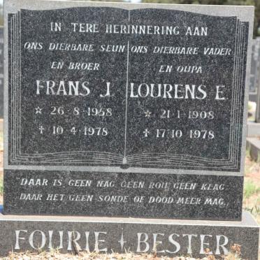 FOURIE Frans J. 1958-1978 :: BESTER Lourens E. 1908-1978