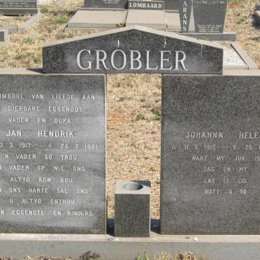 GROBLER Jan Hendrik 1917-1981 &amp; Johanna Helena 1915-1994