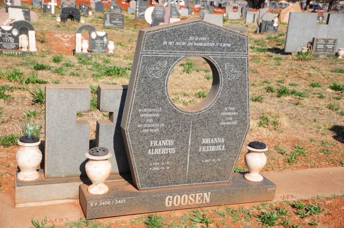 GOOSEN Francis Albertus 1959-2000 & Johanna Fredrika 1967-