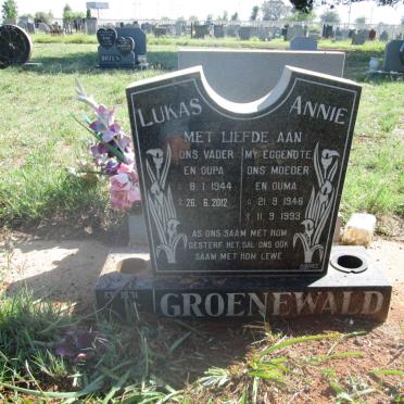 GROENEWALD Lukas 1944-2012 &amp; Annie 1946-1993