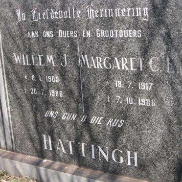 HATTINGH Willem J. 1905-1986 & Margaret C.E. 1917-1986