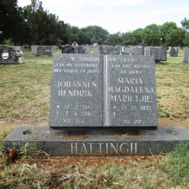 HATTINGH Johannes Hendrik 1917-1993 &amp; Maria Magdalena 1921-