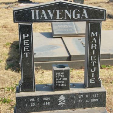 HAVENGA Peet 1934-1996 &amp; Marietjie 1937-2013
