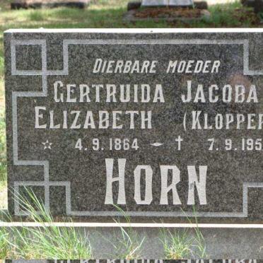 HORN Gertruida Jacoba Elizabeth nee KLOPPERS 1864-1955