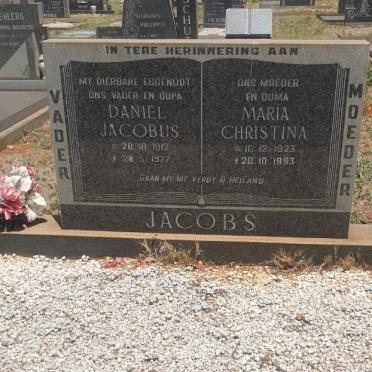 JACOBS Daniel Jacobus 1912-1977 &amp; Maria Christina 1923-1993