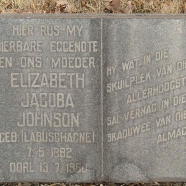 JOHNSON Elizabeth Jacoba nee LABUSCHAGNE 1882-1960