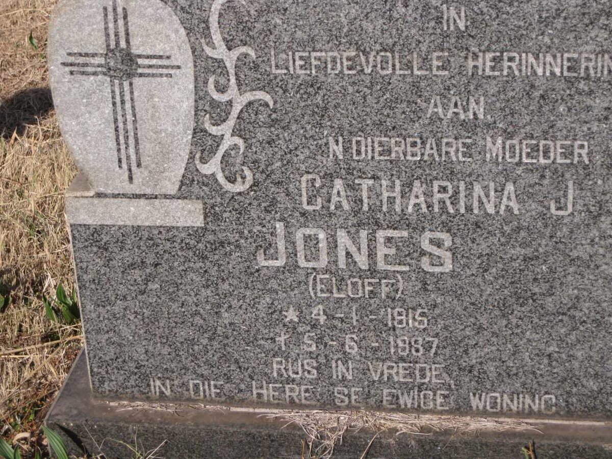 JONES Catharina J. nee ELOFF 1915-1987