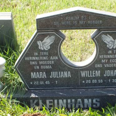 KLEINHANS Willem Johannes 1959-1996 &amp; Mara Juliana 1945-