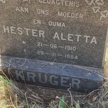 KRUGER Hester Aletta 1910-1984