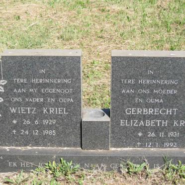 KRIEL Wietz 1929-1985 &amp; Gerbrecht Elizabeth 1931-1992