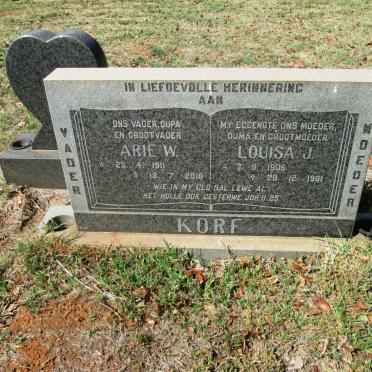 KORF Arie W. 1911-2010 &amp; Louisa J. 1906-1991