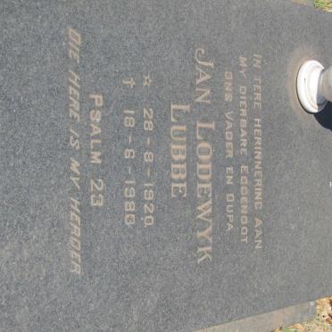 LUBBE Jan Lodewyk 1920-1983