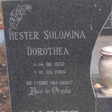 MARITZ Hester Solomina Dorothea 1932-1984