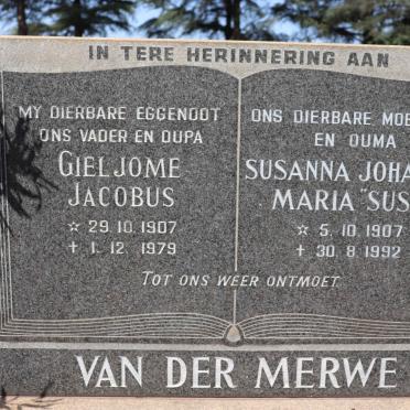 MERWE Gieljome Jacobus, van der 1907-1979 & Susanna Johanna Maria 1907-1992