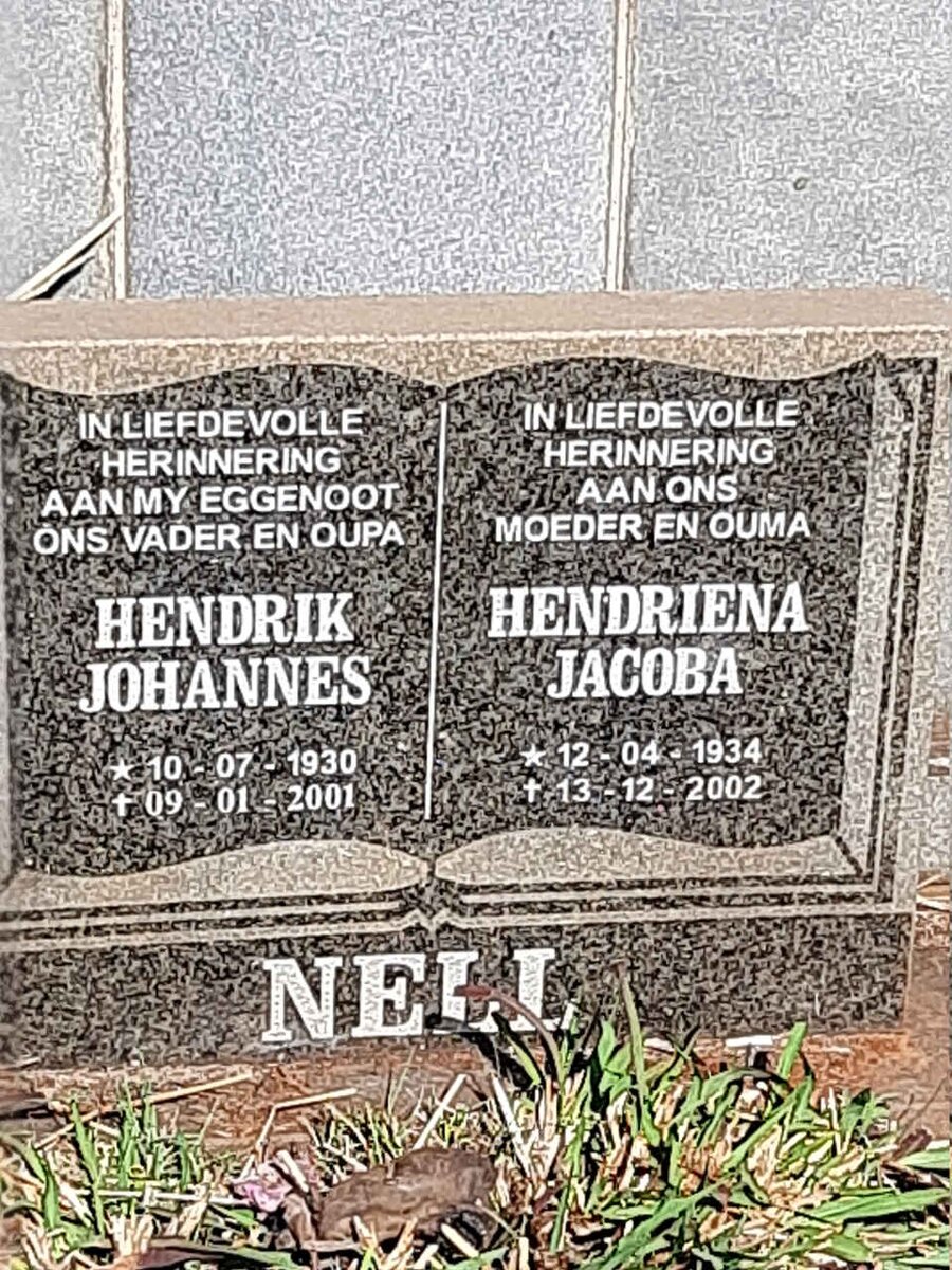 NELL Hendrik Johannes 1930-2001 & Hendriena Jacoba 1934-2002