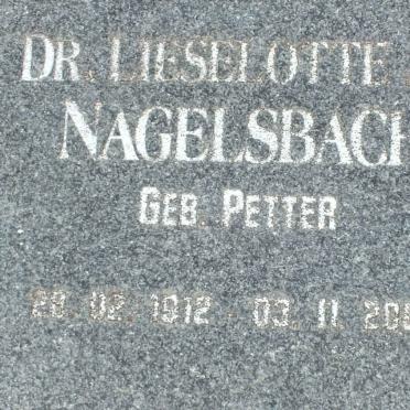 NAGELSBACH Lieselotte I.E. nee PETTER 1912-2004
