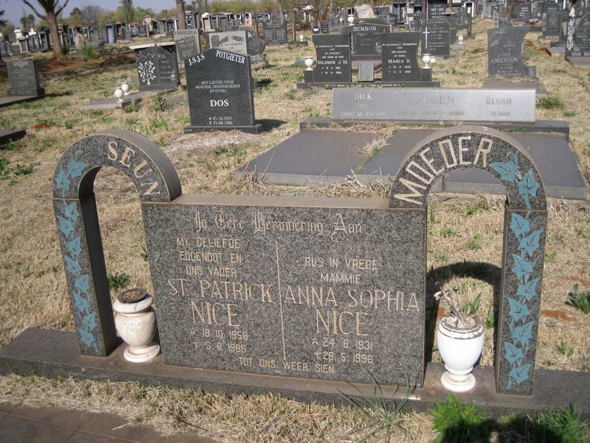 NICE Anna Sophia 1931-1996 :: NICE St Patrick 1958-1988