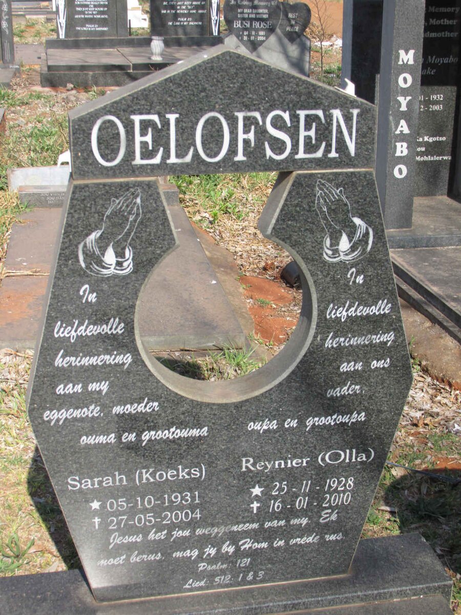 OELOFSEN Reynier 1928-2010 & Sarah 1931-2004