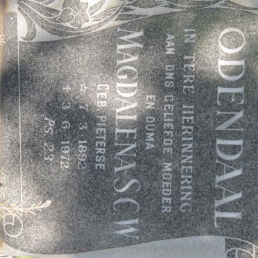 ODENDAAL Magdalena S.C.W. nee PIETERSE 1892-1972