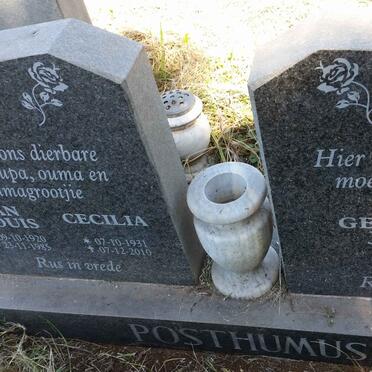 POSTHUMUS Jan Louis 1920-1985 &amp; Cecilia 1931-2010 :: POSTHUMUS Gertruida Jacoba 1955-2015