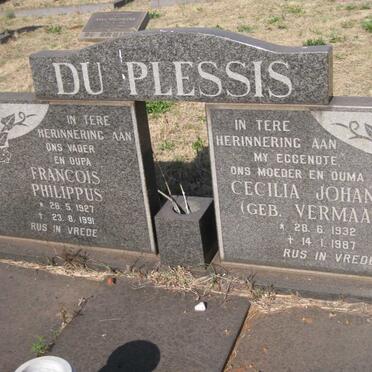 PLESSIS Francois Philippus, du 1927-1991 & Cecilia Johanna VERMAAK 1932-1987
