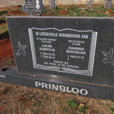 PRINSLOO Lukas Albertus 1934-2016 & Johanna Berendina 1940- 
