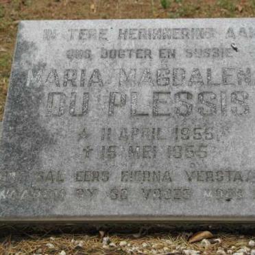 PLESSIS Maria Magdalena, du 1955-1955