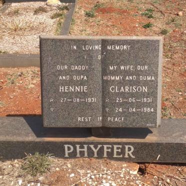 PHYFER Hennie 1931- &amp; Clarison 1931-1984