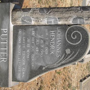 PUTTER Johannes Hendrik 1928-1980
