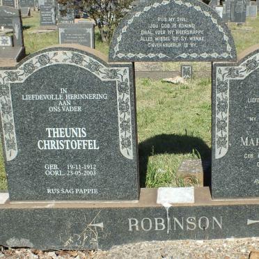 ROBINSON Theunis Christoffel 1912-2003 &amp; Martha Maria PRINSLOO 1908-1961
