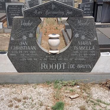 ROODT Jan Christiaan 1918-1985 &amp; Maria Isabella DE BRUYN 1925-1995