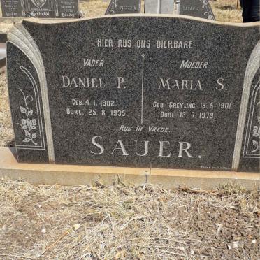 SAUER Daniel P. 1902-1935 &amp; Maria S. GREYLING 1901-1979