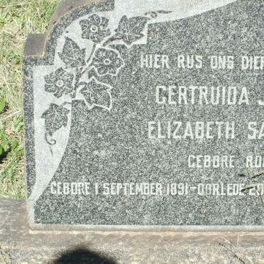 SAUNDERS Gertruida Jacoba Elizabeth nee ROODT 1891-1959