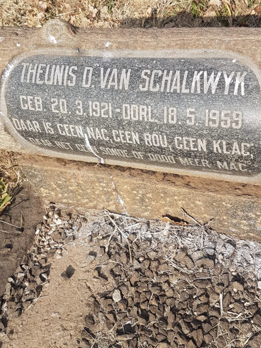 SCHALKWYK Theunis D, van 1921-1959