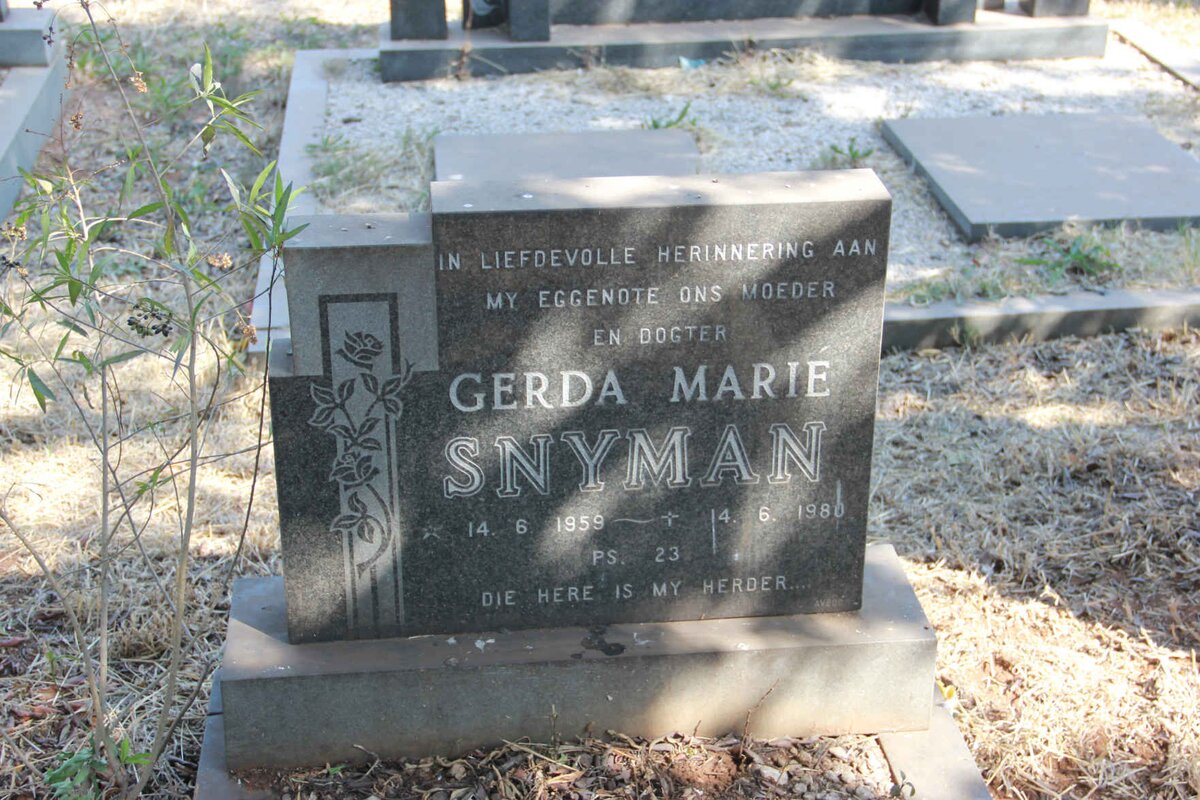 SNYMAN Gerda Marie 1959-1980