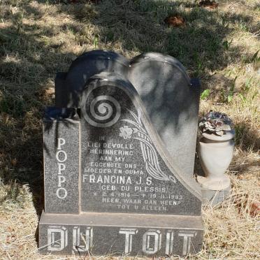 TOIT Francina J.S., du nee DU PLESSIS 1914-1983