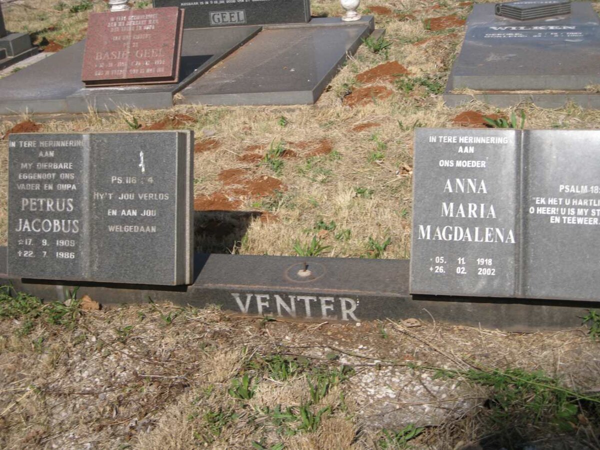 VENTER Petrus Jacobus 1909-1986 & Anna Maria Magdalena 1918-2002