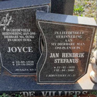 VILLIERS Jan Hendrik Stefanus, de 1935- & Joyce 1938-2020