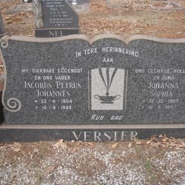 VERSTER Jacobus Petrus Johannes 1904-1968 &amp; Johanna Sophia 1903-1977