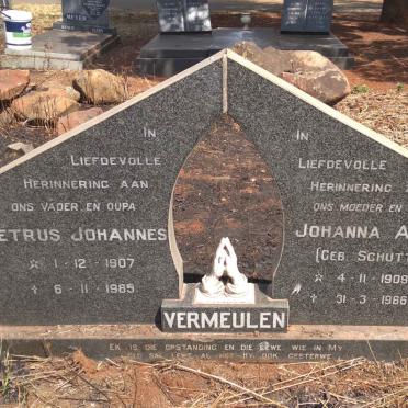 VERMEULEN Petrus Johannes 1907-1985 &amp; Johanna Alida SCHUTTE 1909-1986