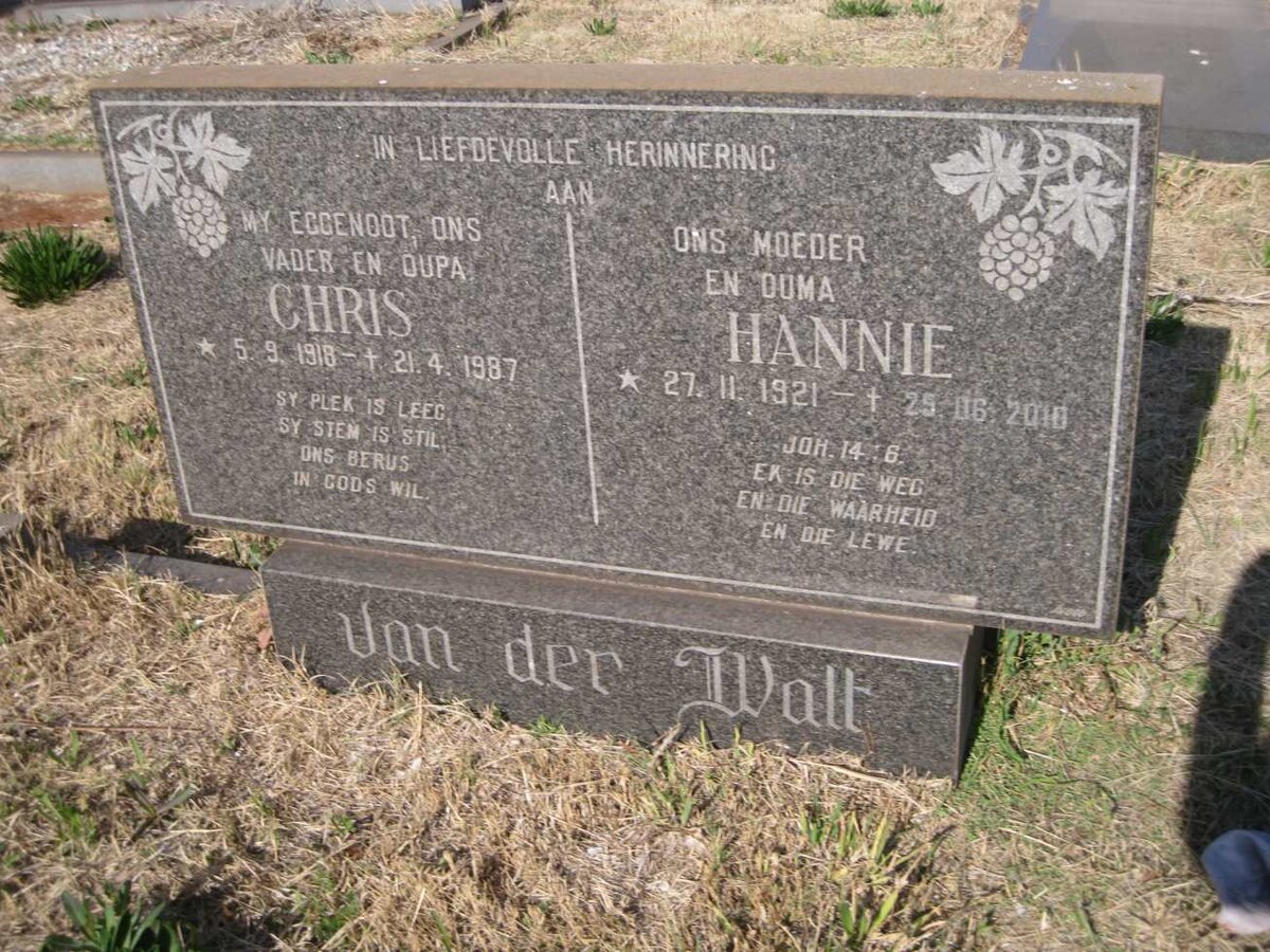 WALT Chris, van der 1918-1987 & Hannie 1921-2010