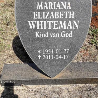 WHITEMAN Mariana Elizabeth 1951-2011
