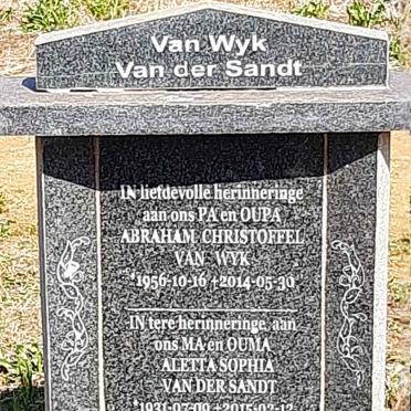 WYK Abraham Christoffel, van 1956-2014 & Aletta Sophia VAN DER SANDT 1931-2015
