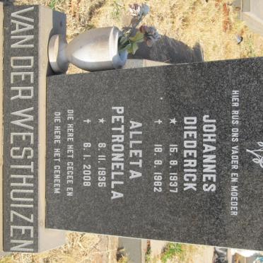WESTHUIZEN Johannes Diederick, van der 1937-1982 &amp; Alleta Petronella 1935-2008