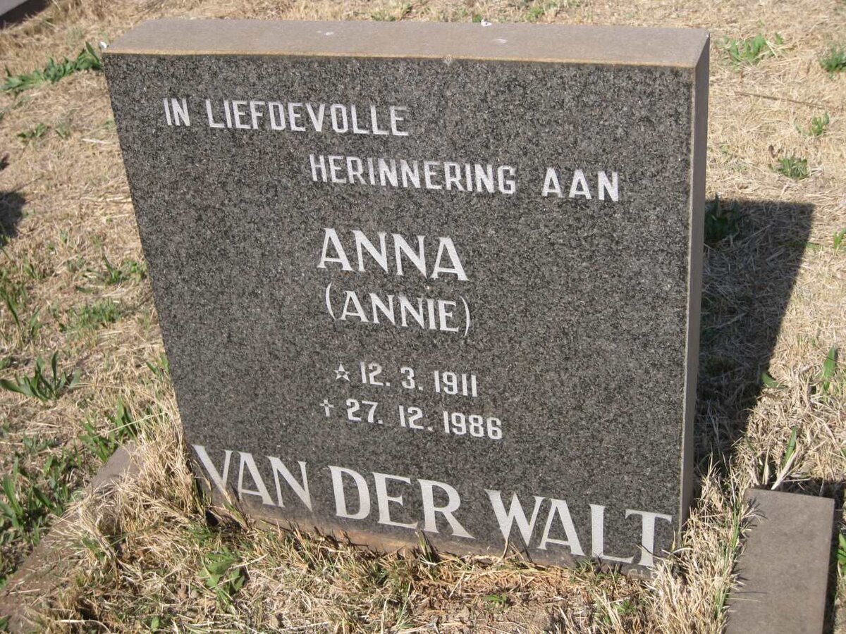 WALT Anna, van der 1911-1986