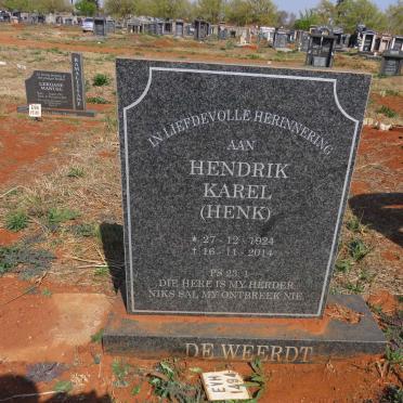 WEERDT Hendrik Karel, de 1924-2014