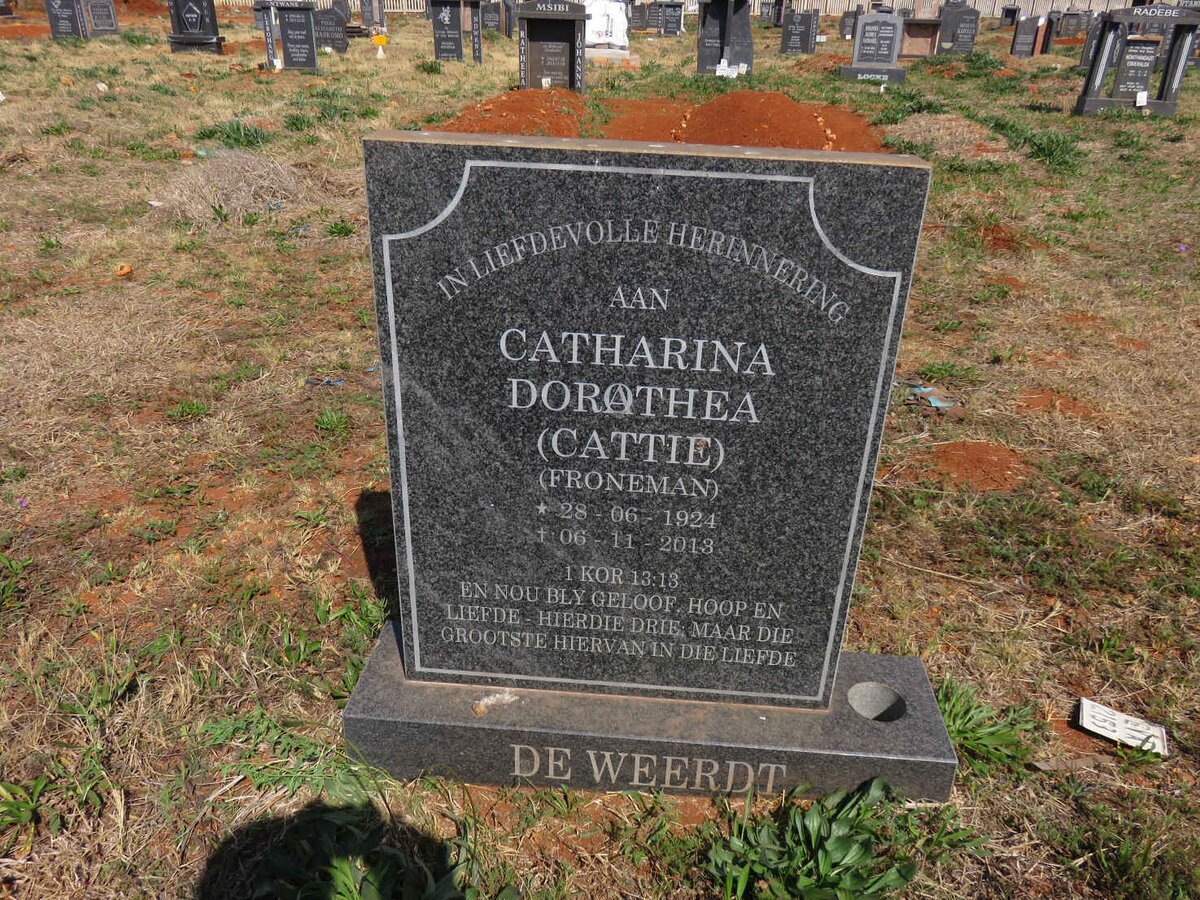 WEERDT Catharina Dorathea, de nee FRONEMAN 1924-2013