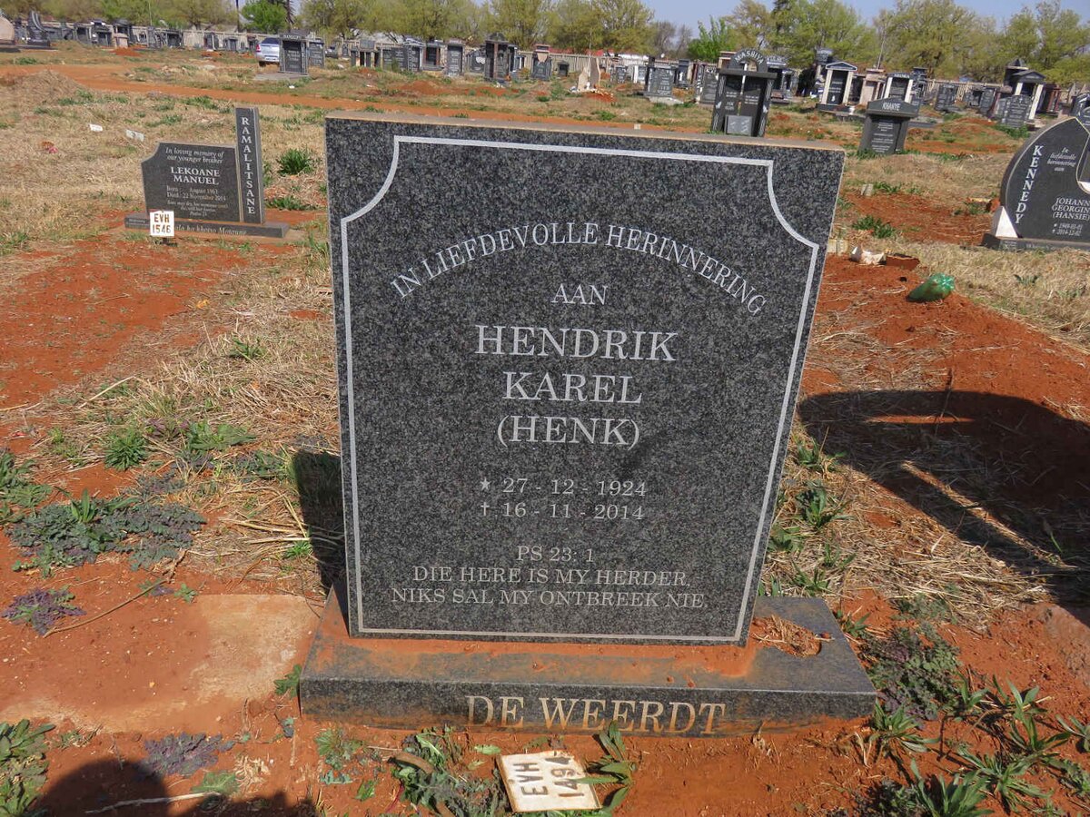 WEERDT Hendrik Karel, de 1924-2014